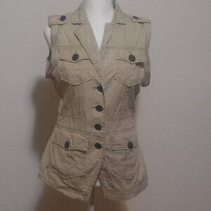 Jessica Simpson Utility Style Button Front Top Small Ivory